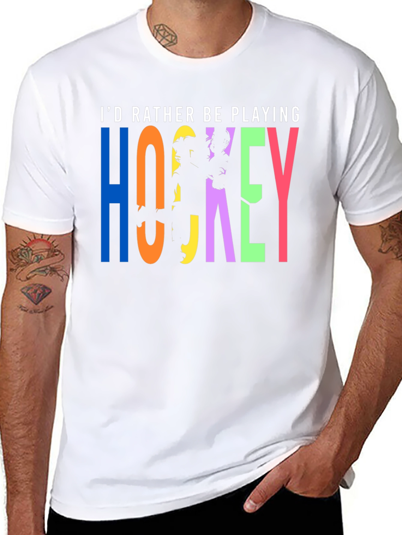 Id Rather Be Playing Hockey T-Shirt - Black