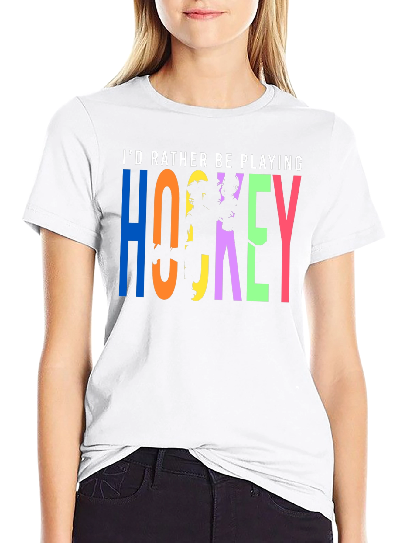 Id Rather Be Playing Hockey T-Shirt - Black