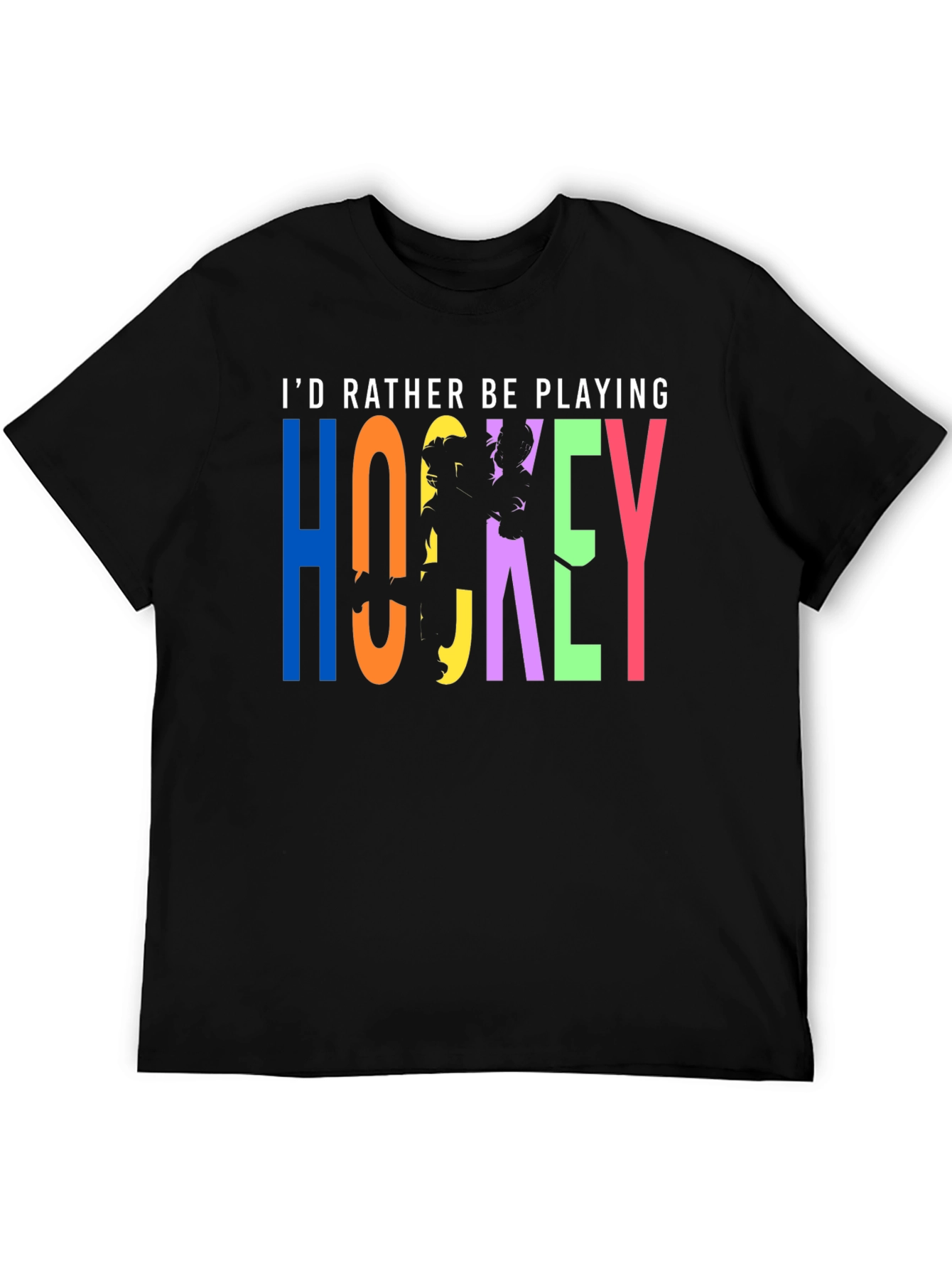 Id Rather Be Playing Hockey T-Shirt - Black