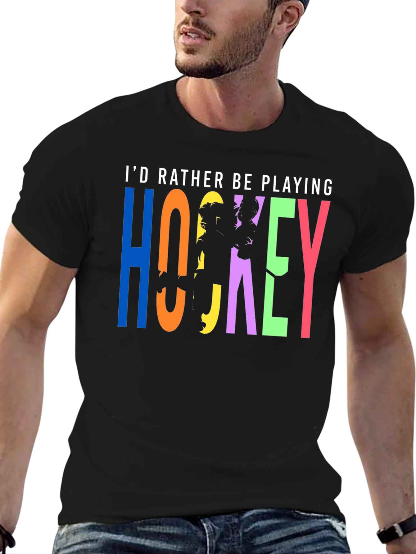 Id Rather Be Playing Hockey T-Shirt - Black