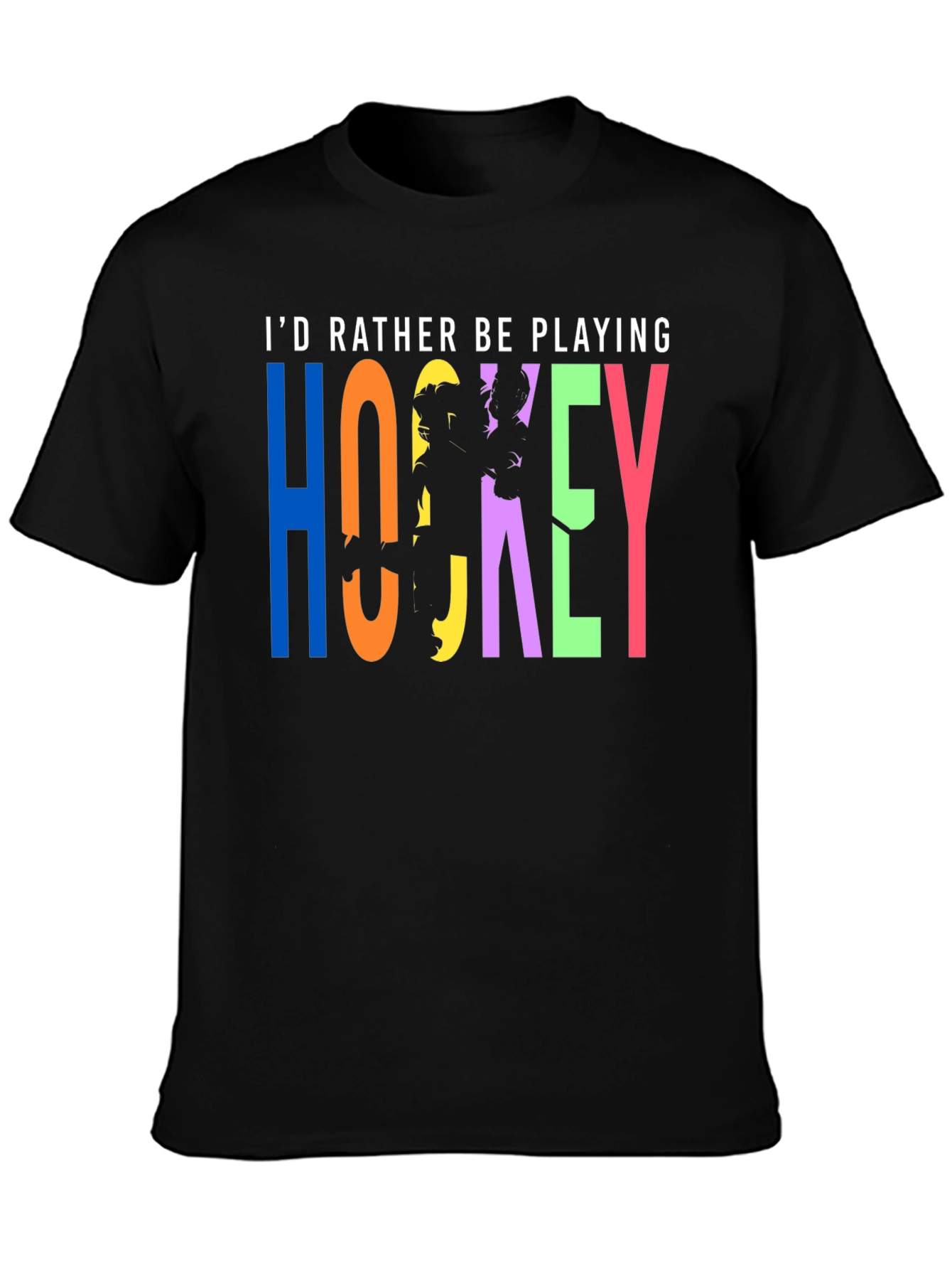 Id Rather Be Playing Hockey T-Shirt - Black