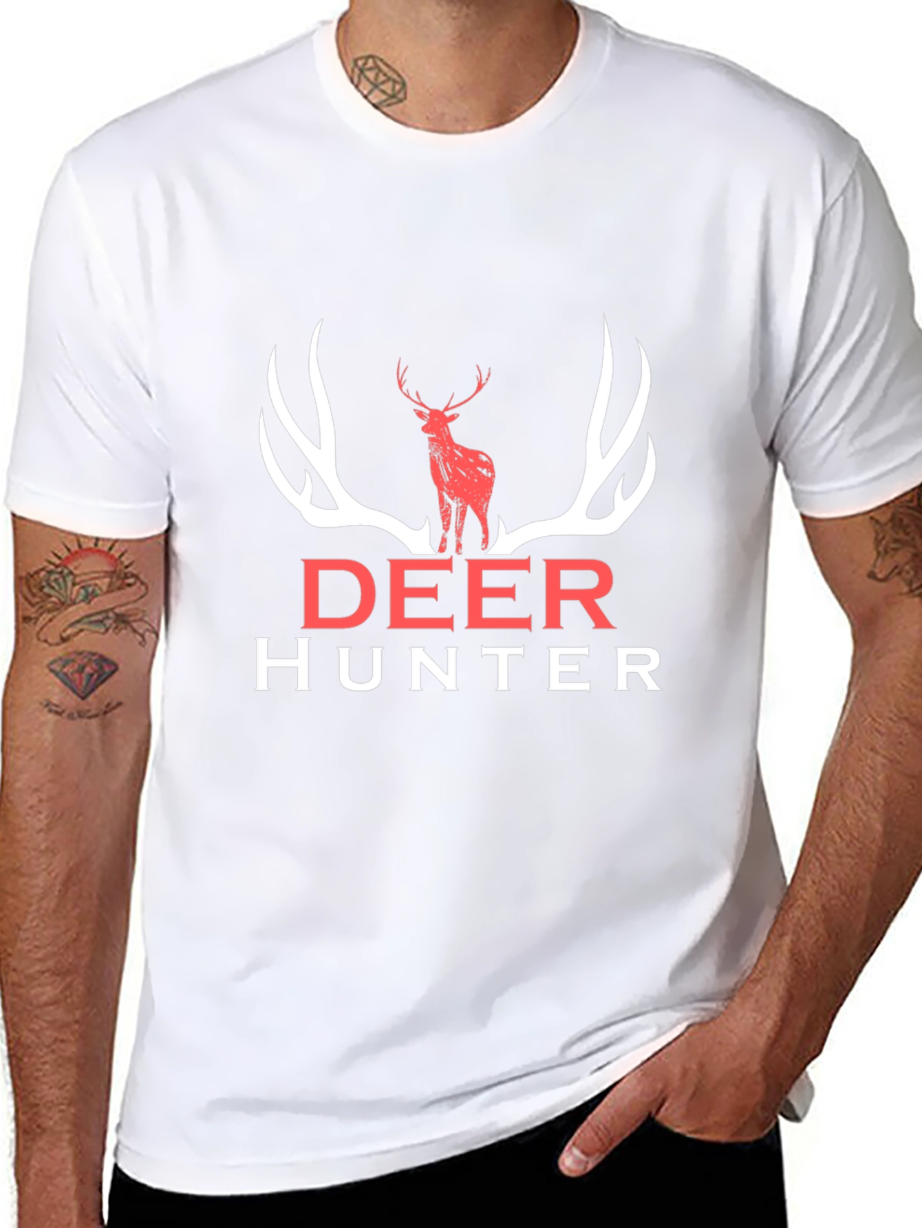 Deer Hunter Graphic Tee - Black Cotton Shirt