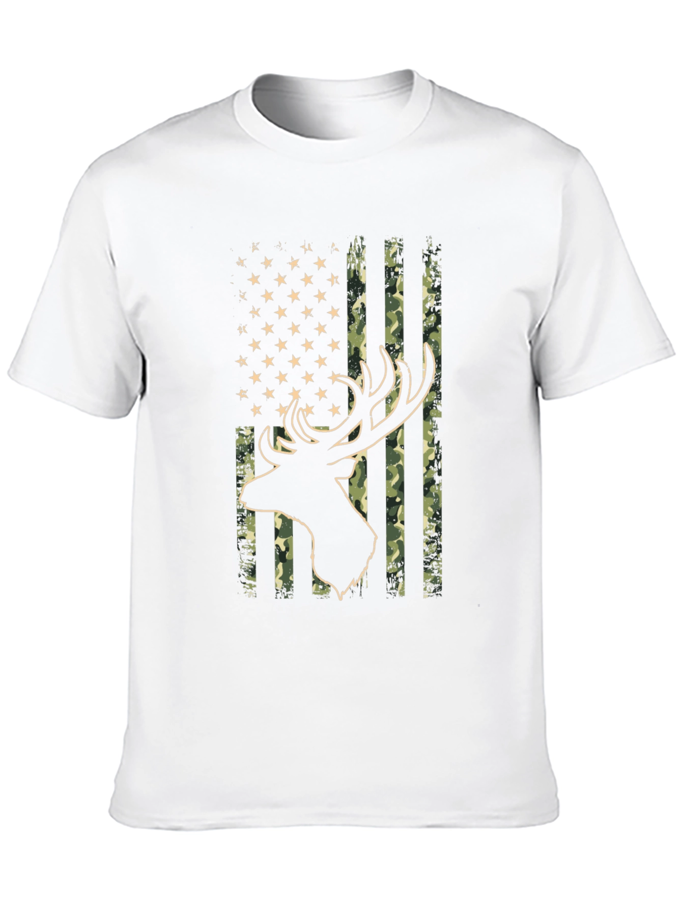 American Flag Camo Deer Head Graphic Tee - Black