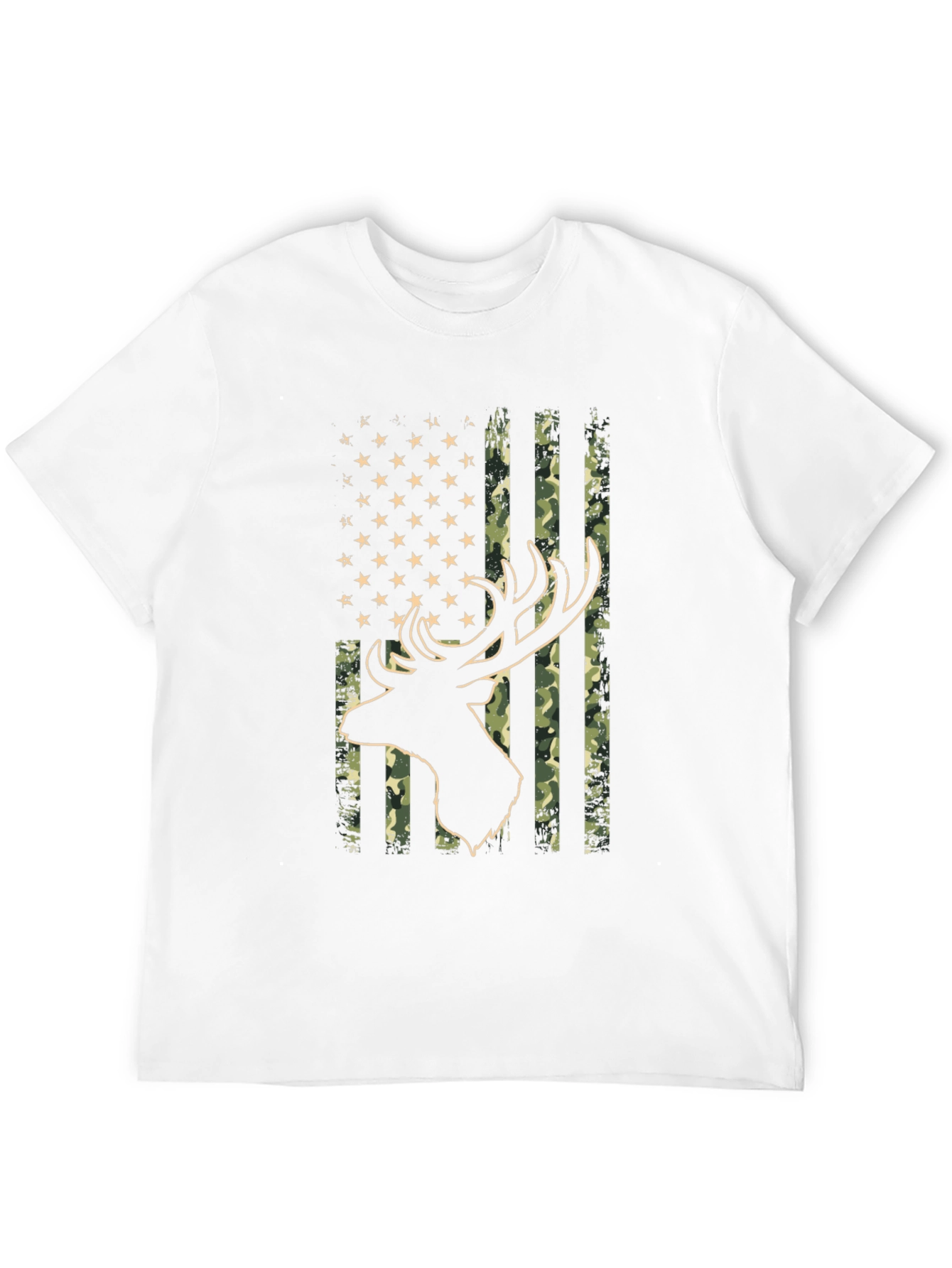 American Flag Camo Deer Head Graphic Tee - Black