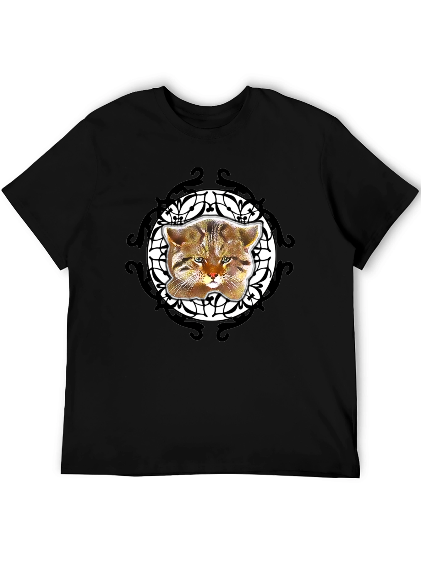 Cool Cat Graphic Tee - Black Crew Neck