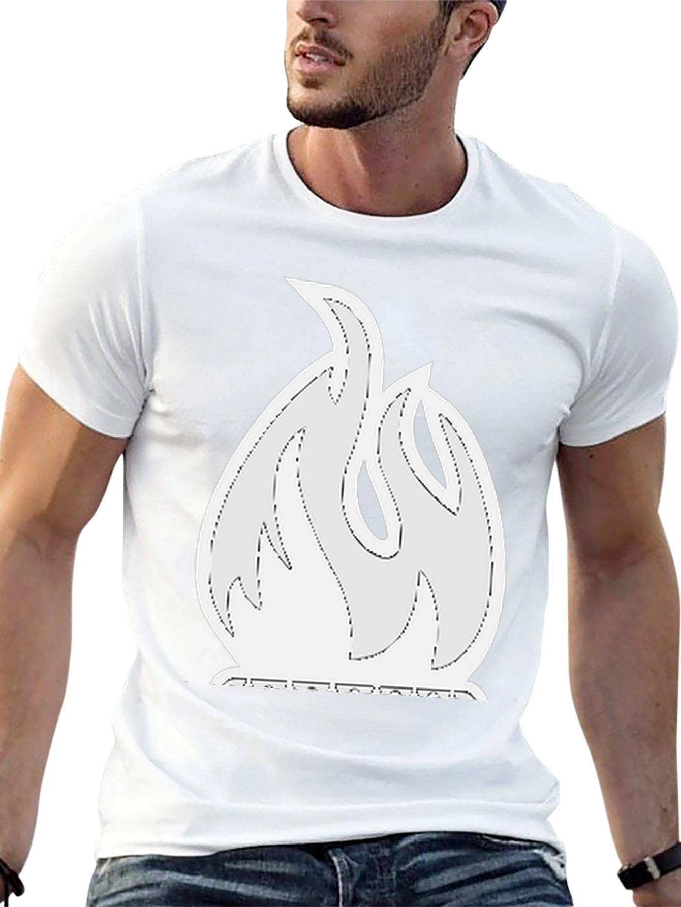 Flame Graphic Tee - Black Cotton Blend Shirt
