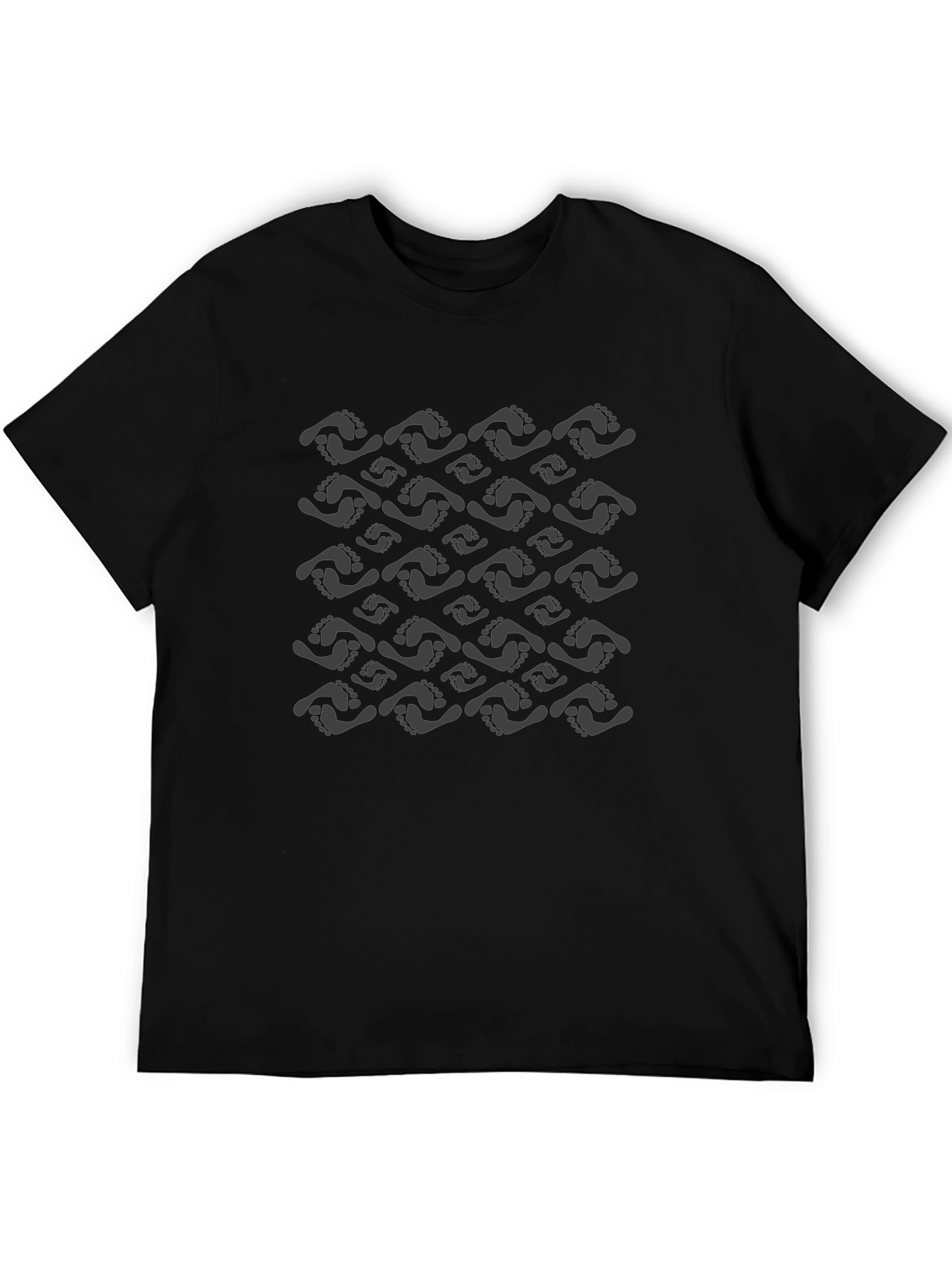 Footprint Pattern Black T-Shirt