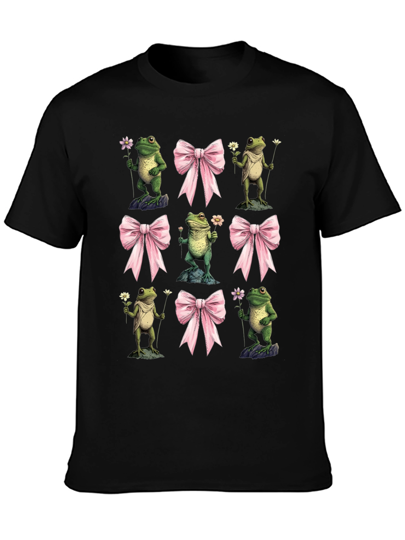 Frog & Bow Graphic T-Shirt - Whimsical Casual Tee