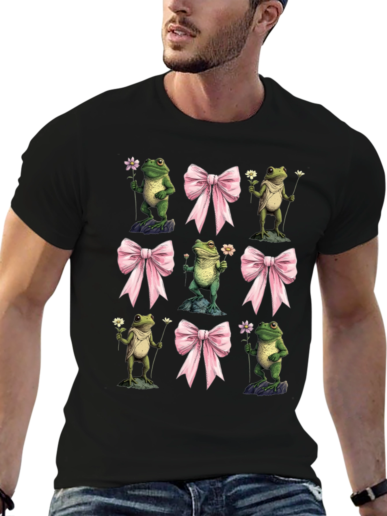 Frog & Bow Graphic T-Shirt - Whimsical Casual Tee