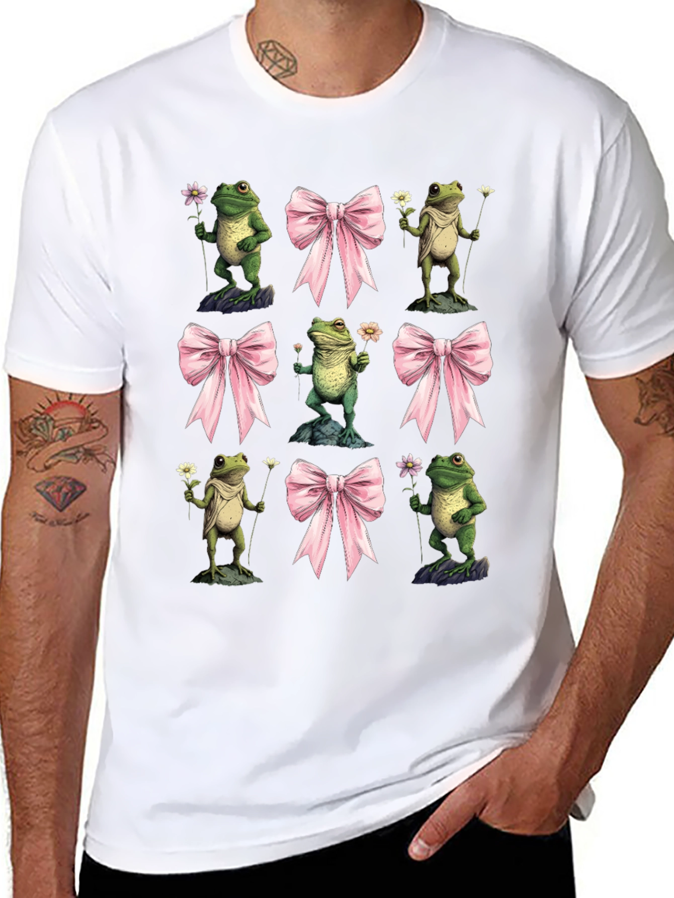 Frog & Bow Graphic T-Shirt - Whimsical Casual Tee