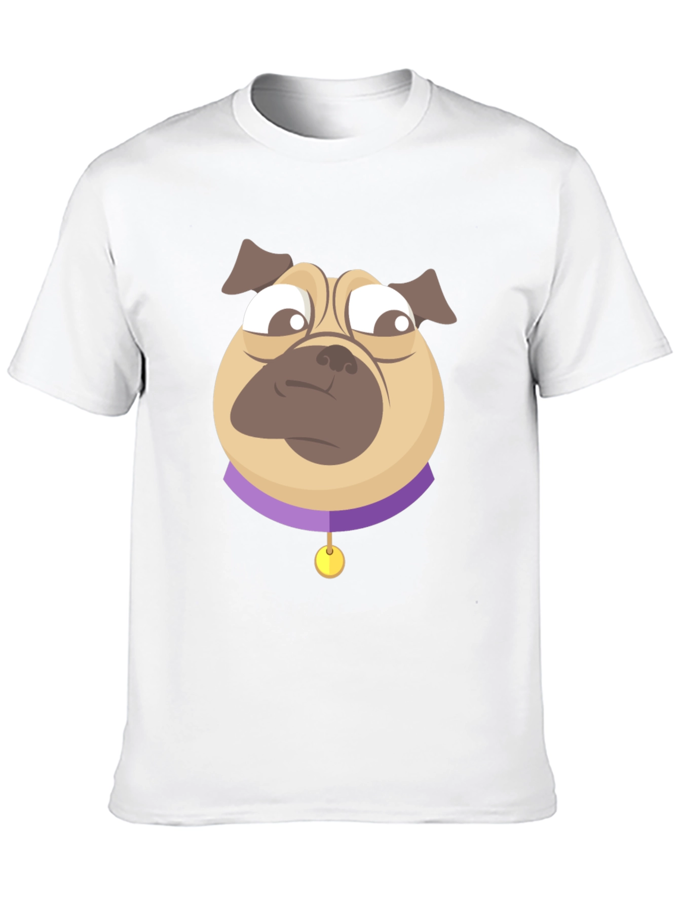Pug Cartoon Graphic T-Shirt - Black Cotton Blend