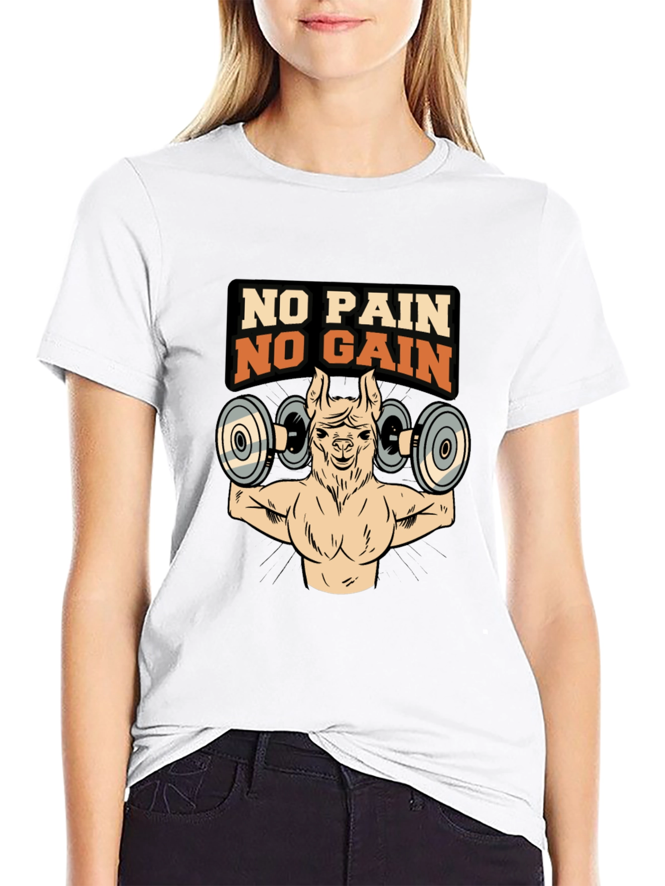 No Pain No Gain Llama Gym T-Shirt