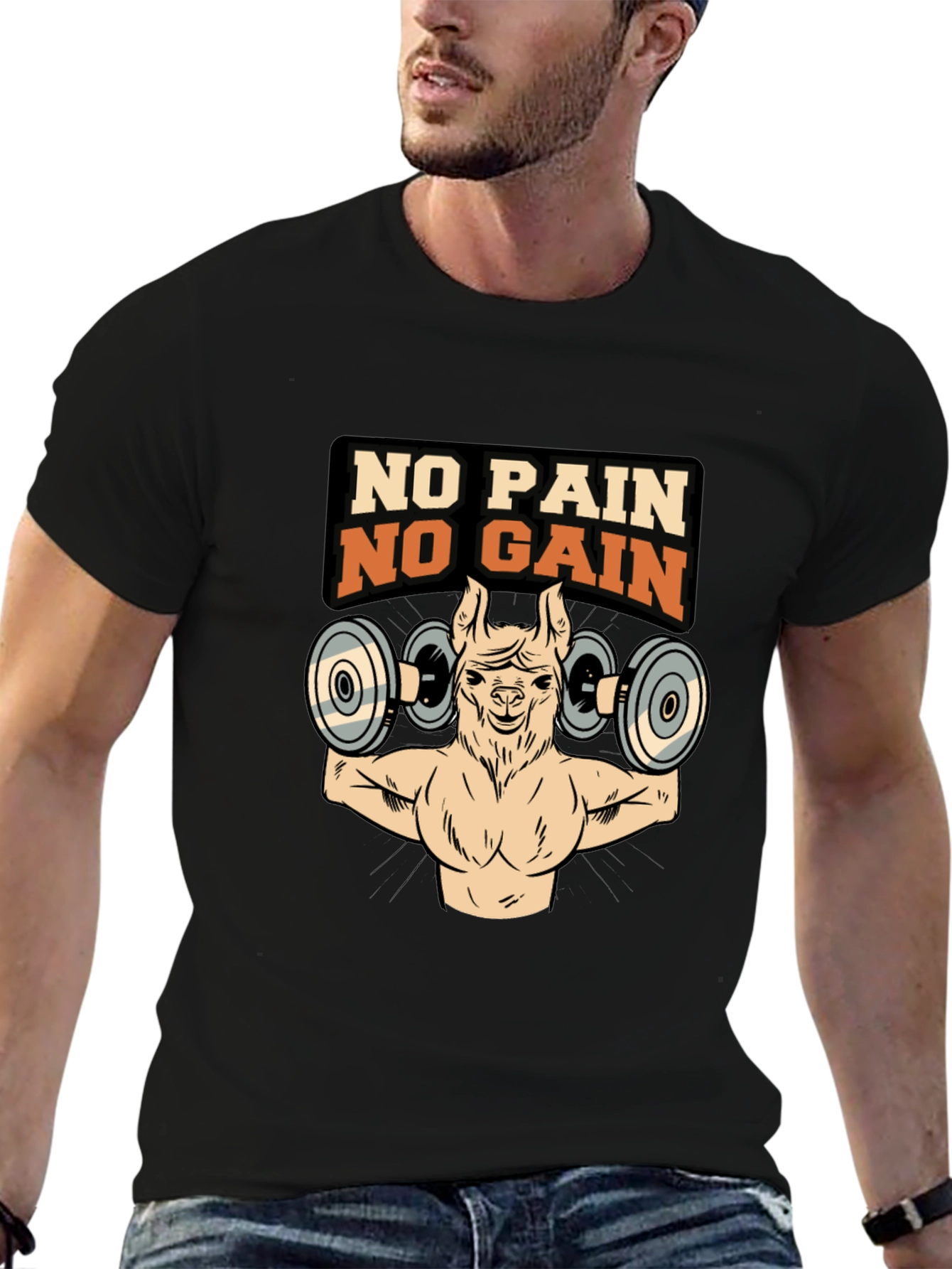 No Pain No Gain Llama Gym T-Shirt