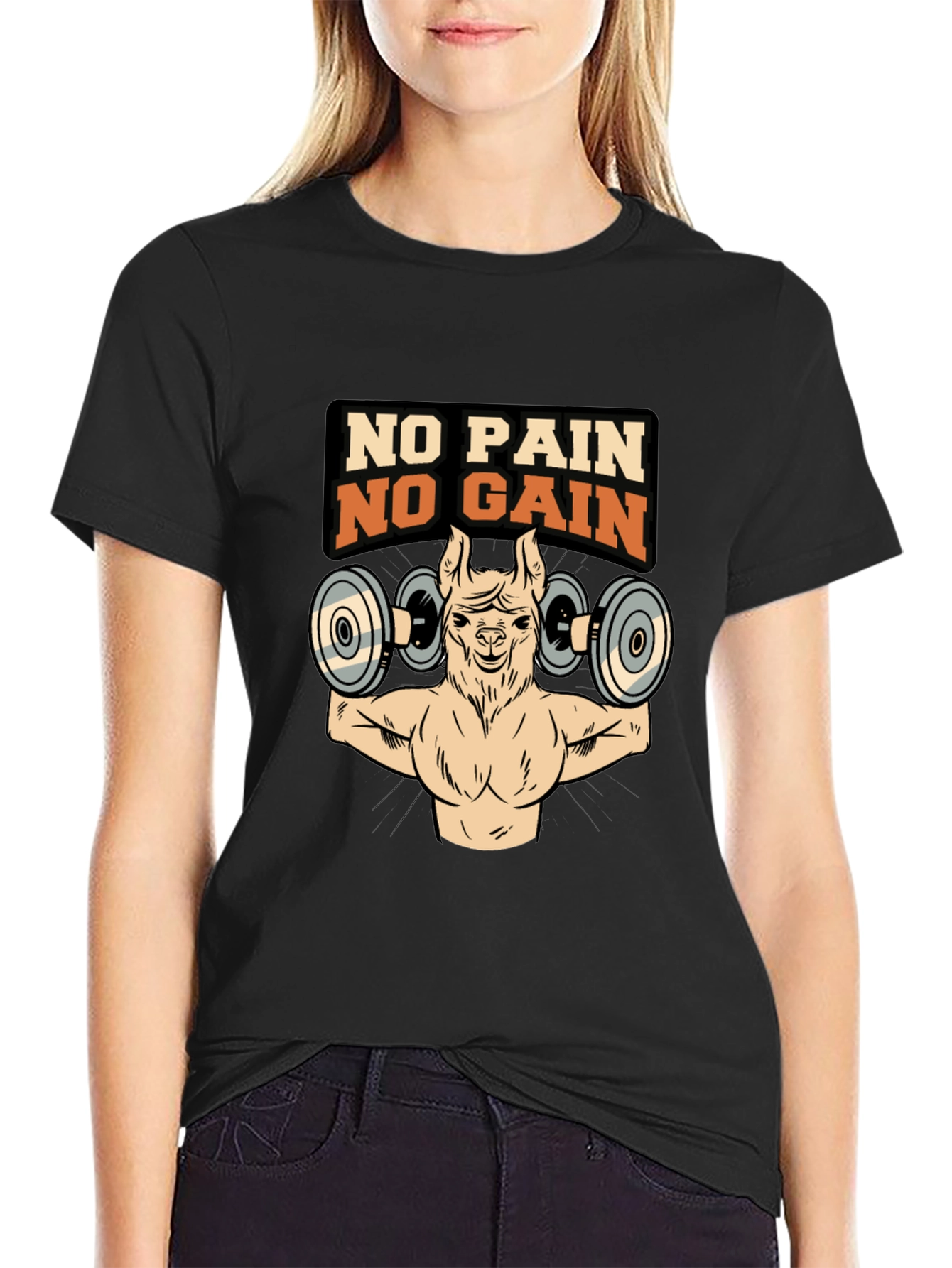 No Pain No Gain Llama Gym T-Shirt