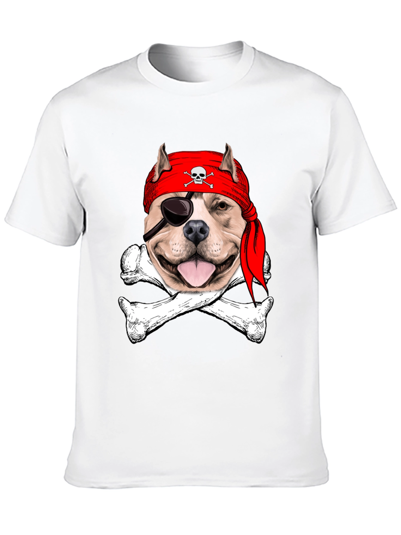 Pitbull Pirate T-Shirt: Dog Skull & Bones Tee
