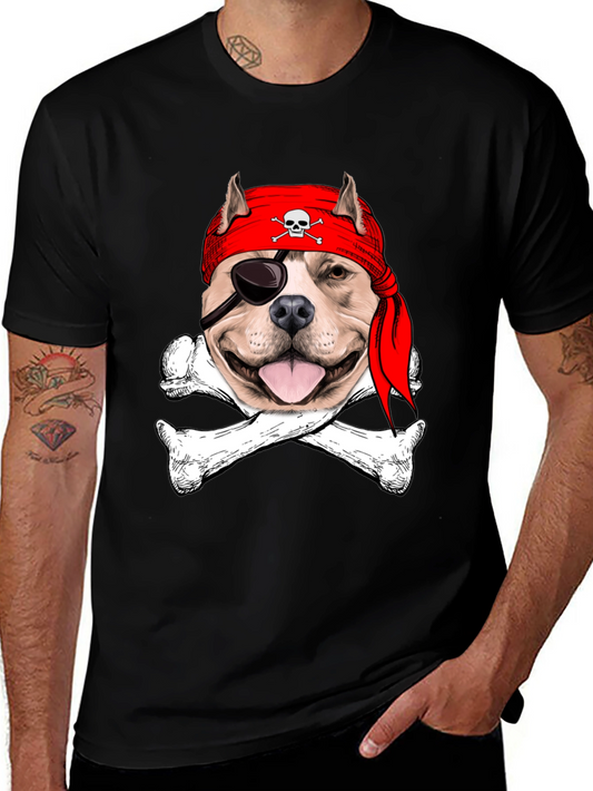 Pitbull Pirate T-Shirt: Dog Skull & Bones Tee