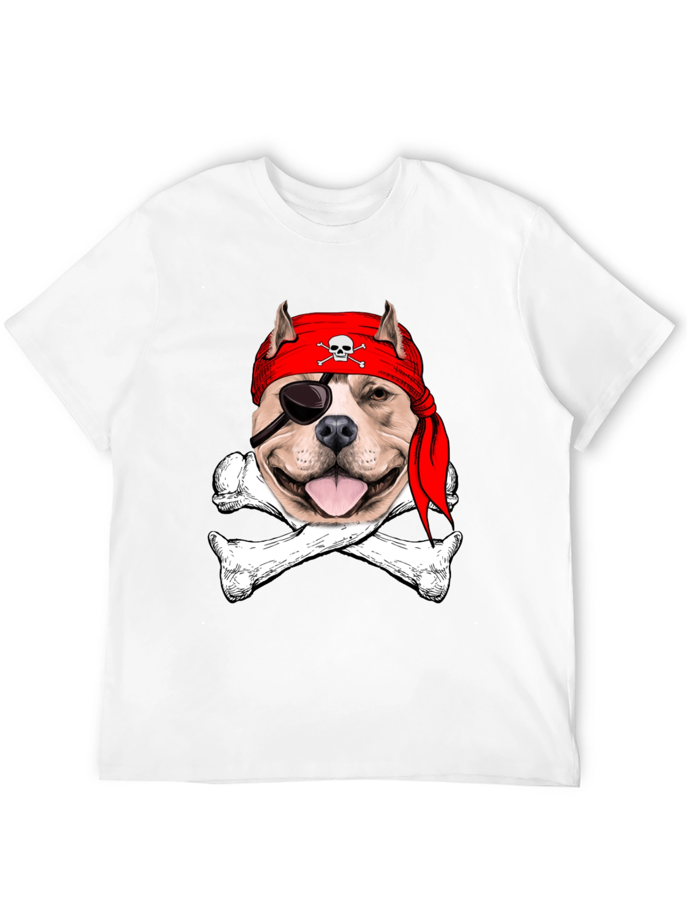 Pitbull Pirate T-Shirt: Dog Skull & Bones Tee