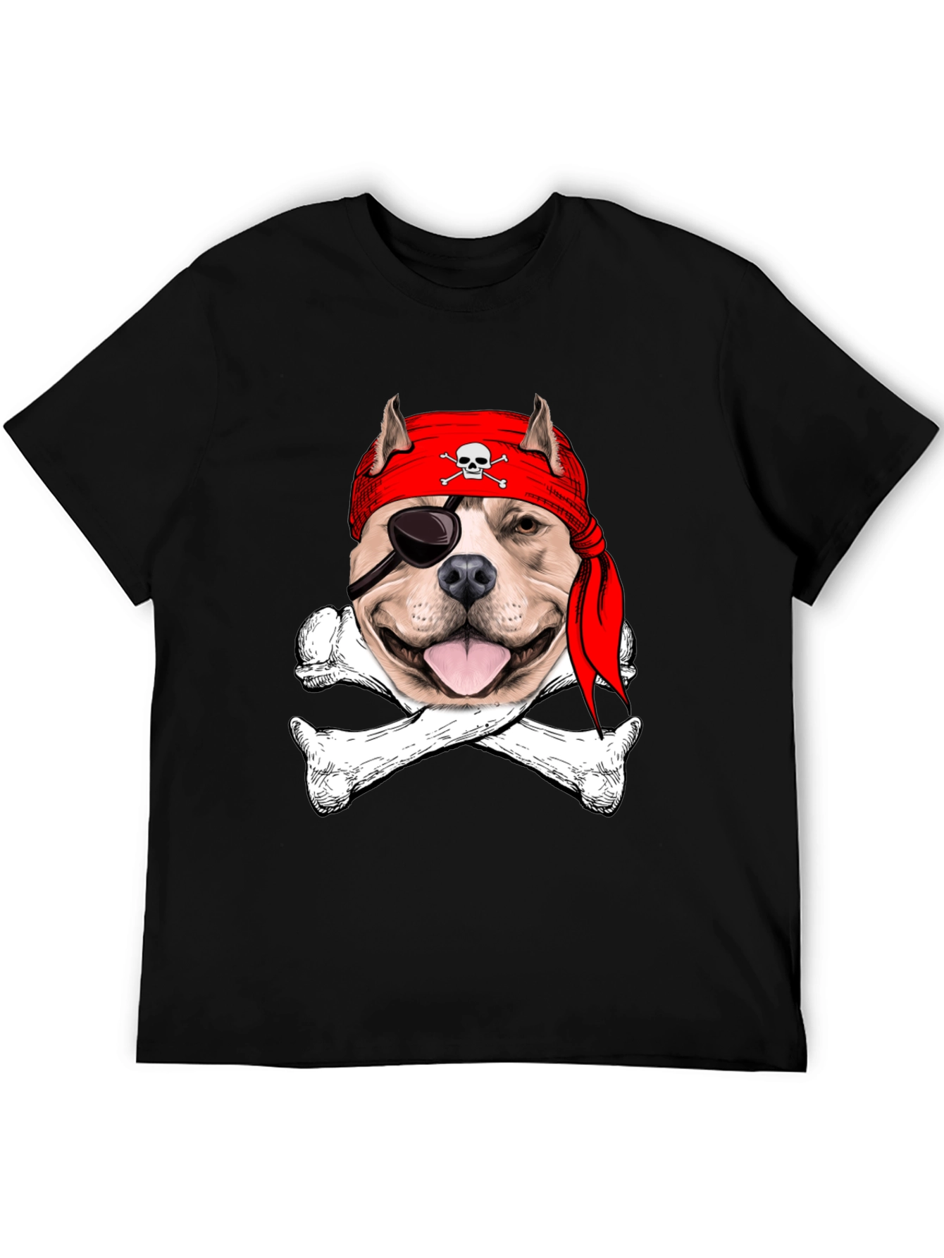 Pitbull Pirate T-Shirt: Dog Skull & Bones Tee