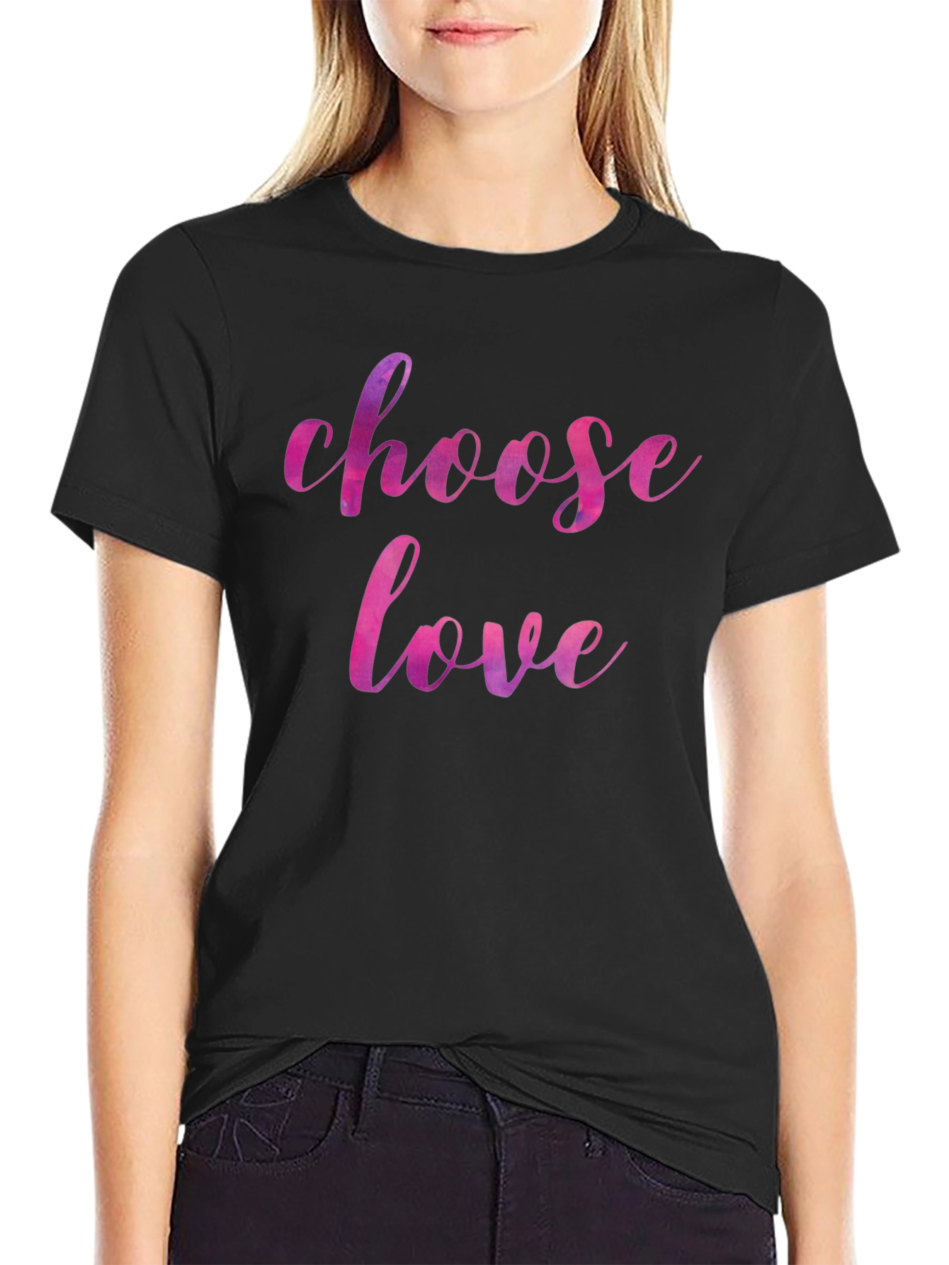 Choose Love Graphic Tee - Black Cotton Blend T-Shirt