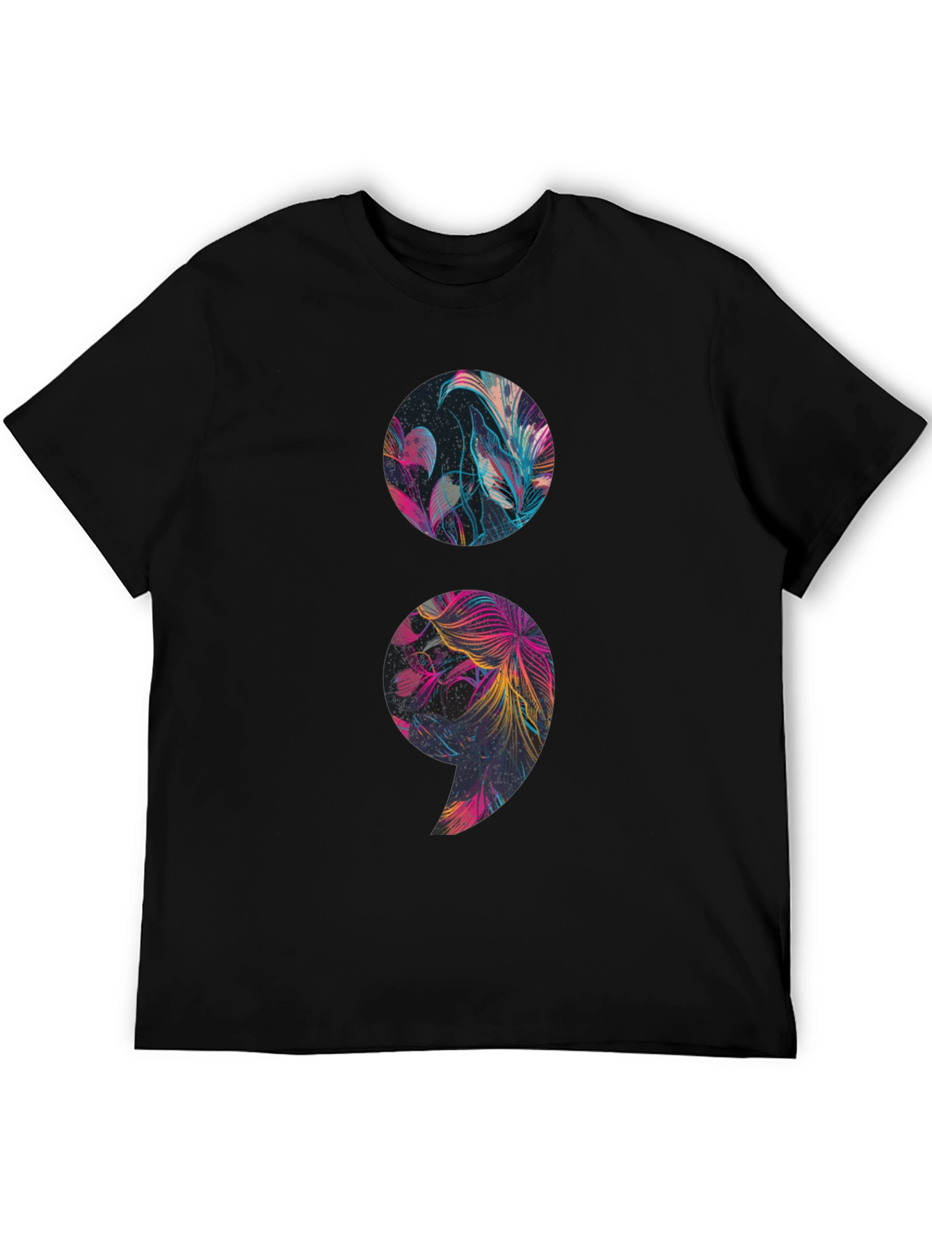 Floral Semicolon Graphic Tee - Mental Health Awareness