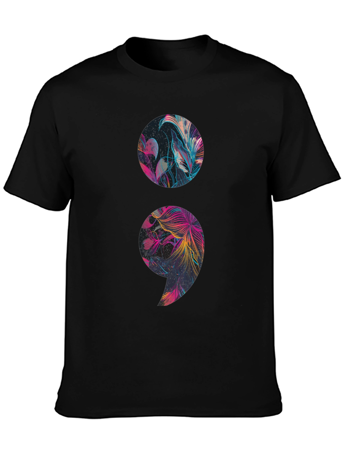 Floral Semicolon Graphic Tee - Mental Health Awareness
