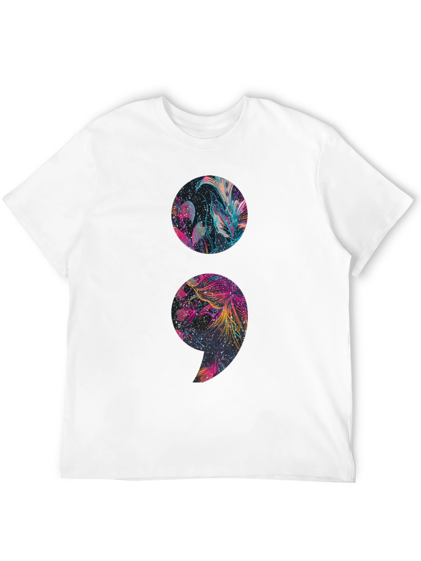 Floral Semicolon Graphic Tee - Mental Health Awareness
