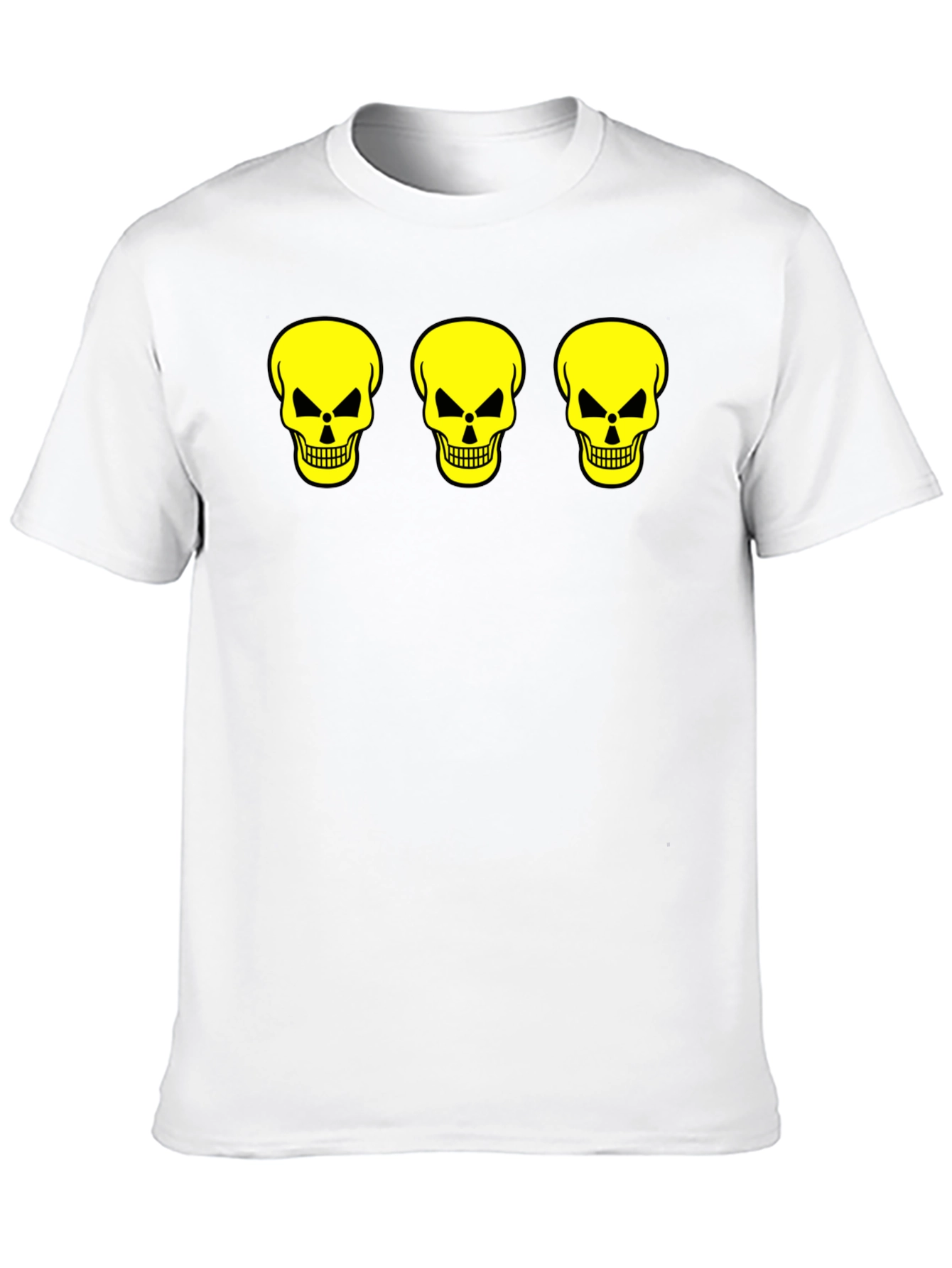 Skull Trio Graphic Tee - Black Cotton T-Shirt