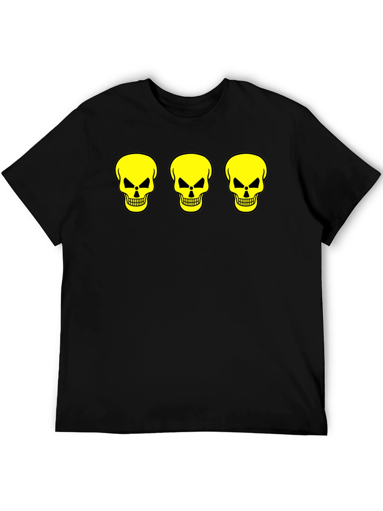 Skull Trio Graphic Tee - Black Cotton T-Shirt