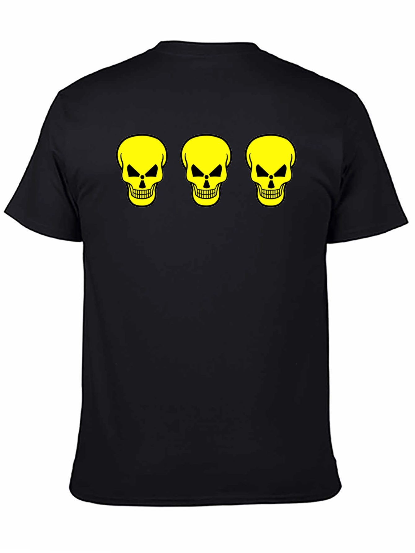 Skull Trio Graphic Tee - Black Cotton T-Shirt