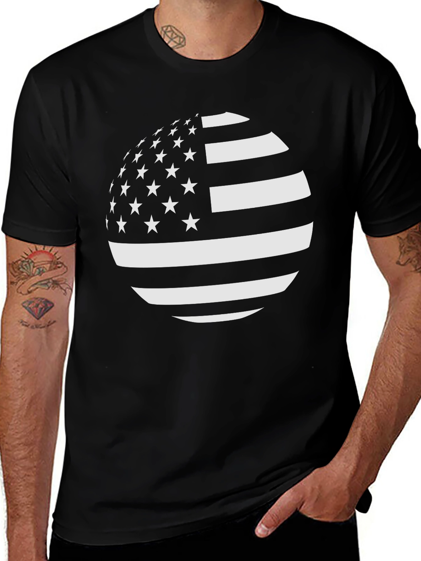 American Flag Sphere Graphic T-Shirt