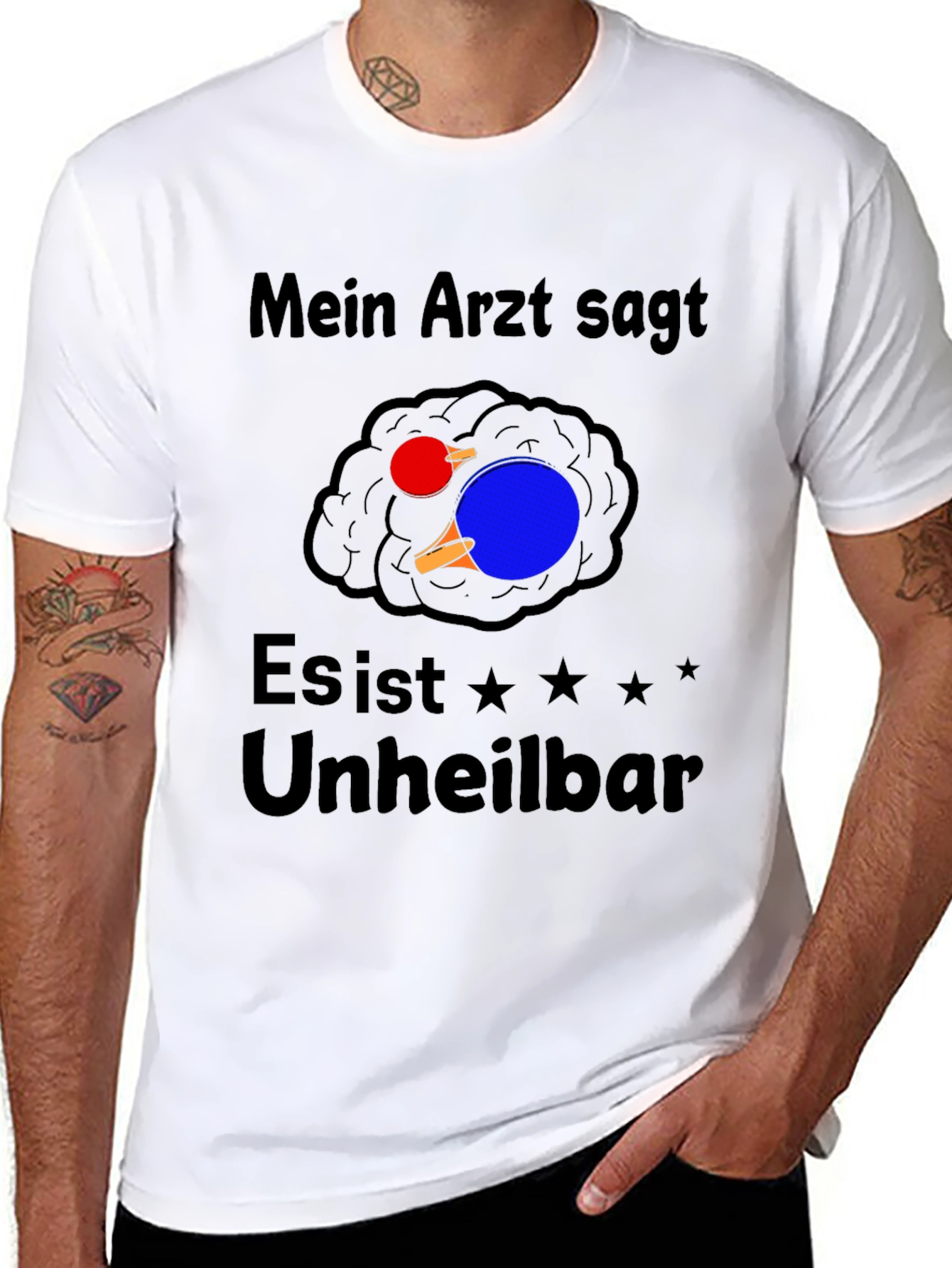 Funny Ping Pong Brain T-Shirt - Mein Arzt Sagt...