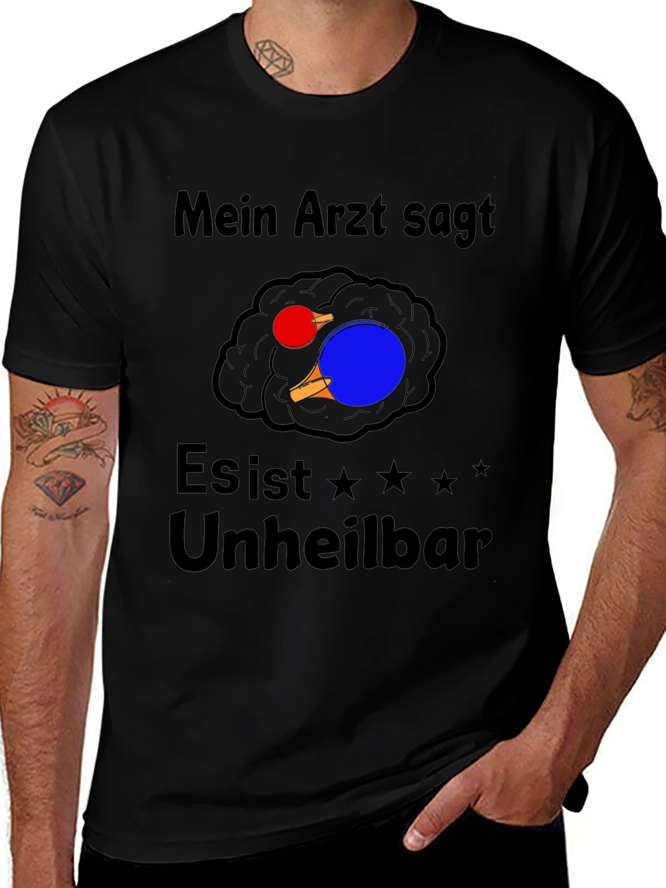 Funny Ping Pong Brain T-Shirt - Mein Arzt Sagt...