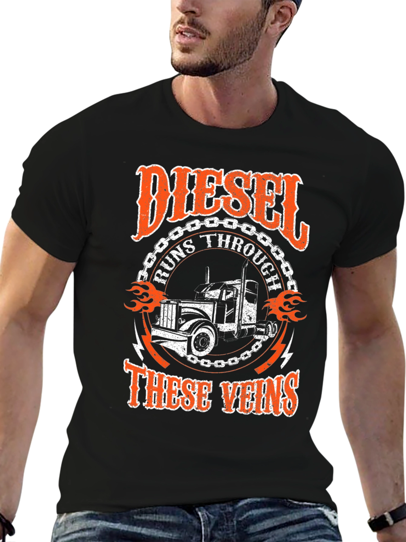 Diesel Runs Through These Veins Trucker T-Shirt