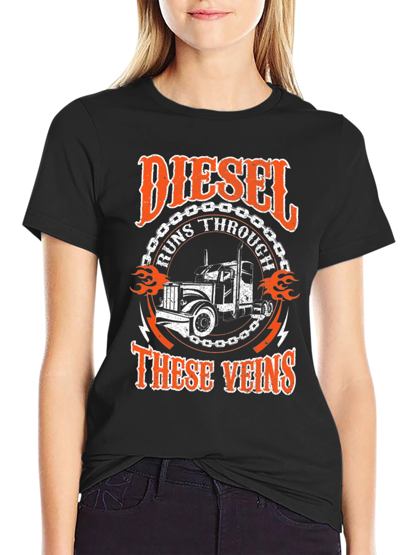 Diesel Runs Through These Veins Trucker T-Shirt