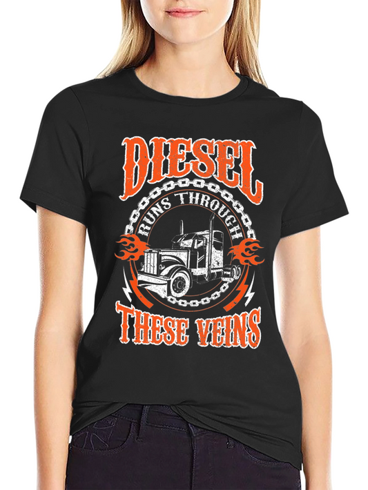 Diesel Runs Through These Veins Trucker T-Shirt