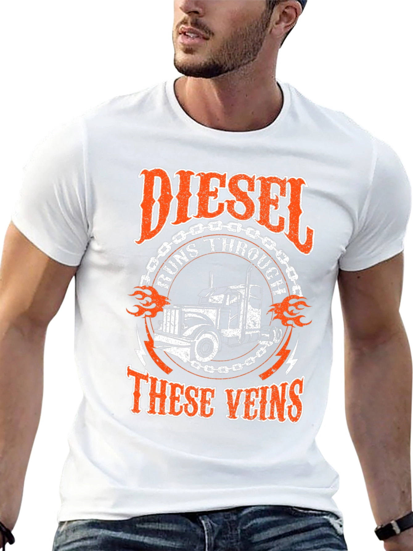 Diesel Runs Through These Veins Trucker T-Shirt