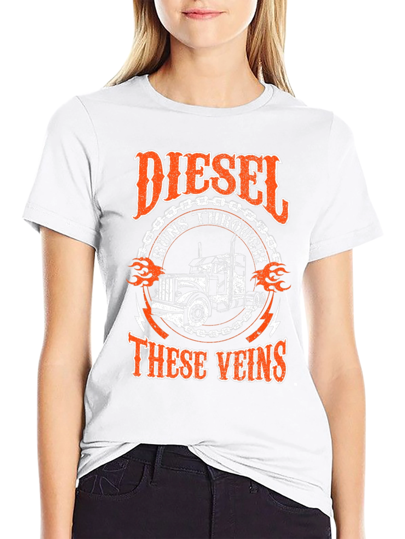 Diesel Runs Through These Veins Trucker T-Shirt