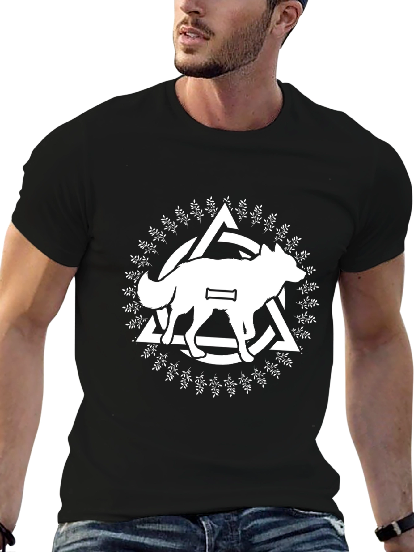 Wolf Graphic Tee - Black Cotton Blend