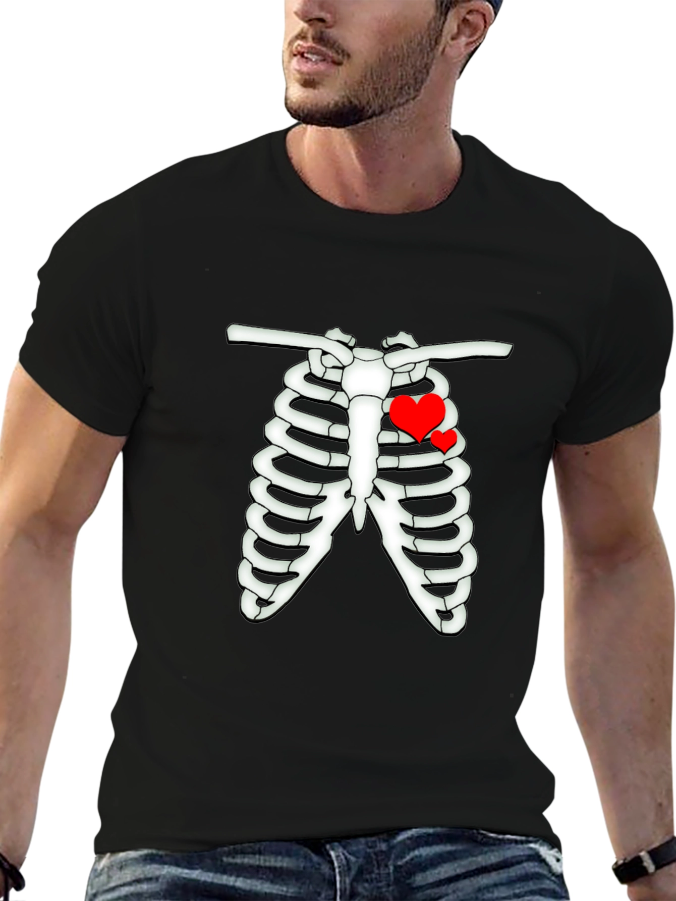 Heart Rib Cage Graphic Tee -  Mens Black T-Shirt