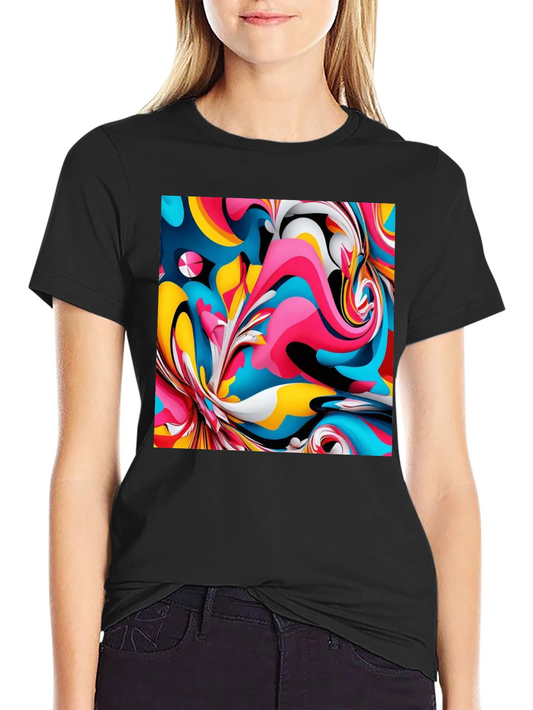 Abstract Art Graphic Tee - Bold Colors Modern Style