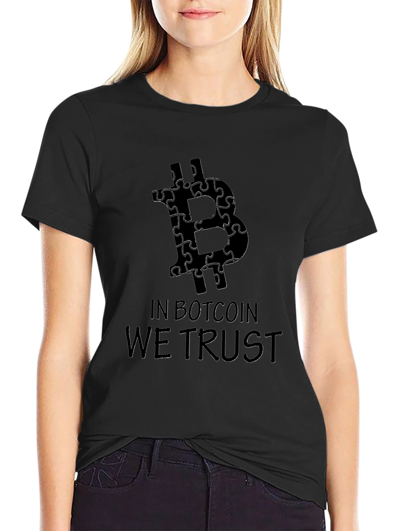 Bitcoin Puzzle Piece Graphic Black Tee