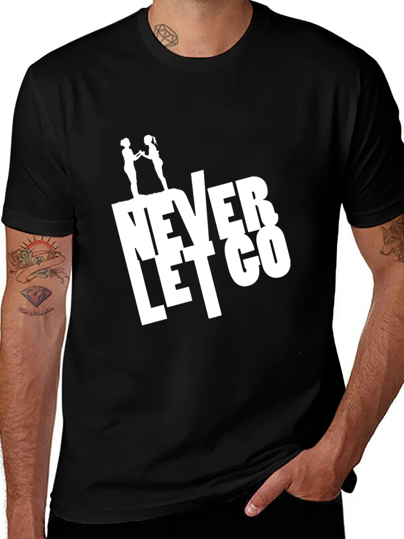 Never Let Go Graphic Black T-Shirt