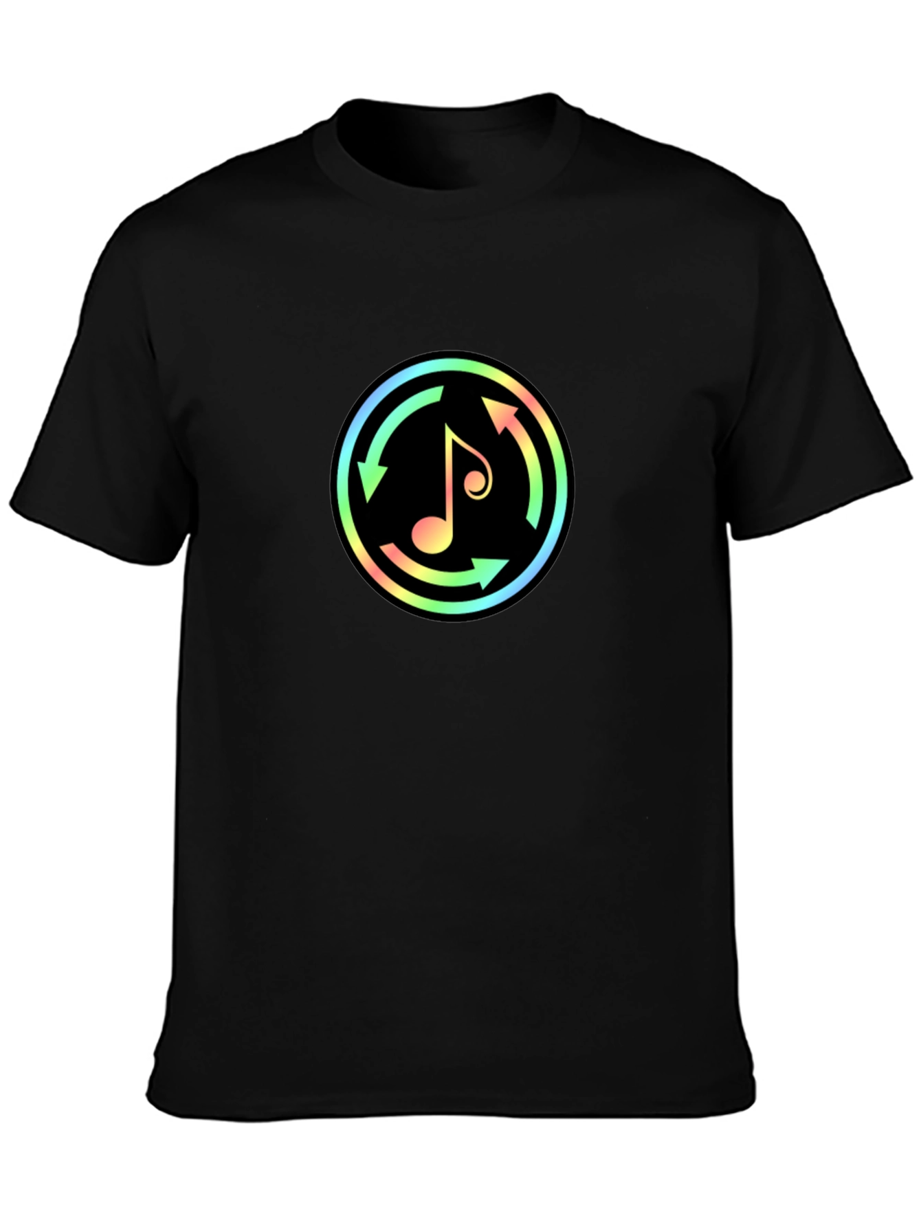Neon Music Note Graphic Black T-Shirt