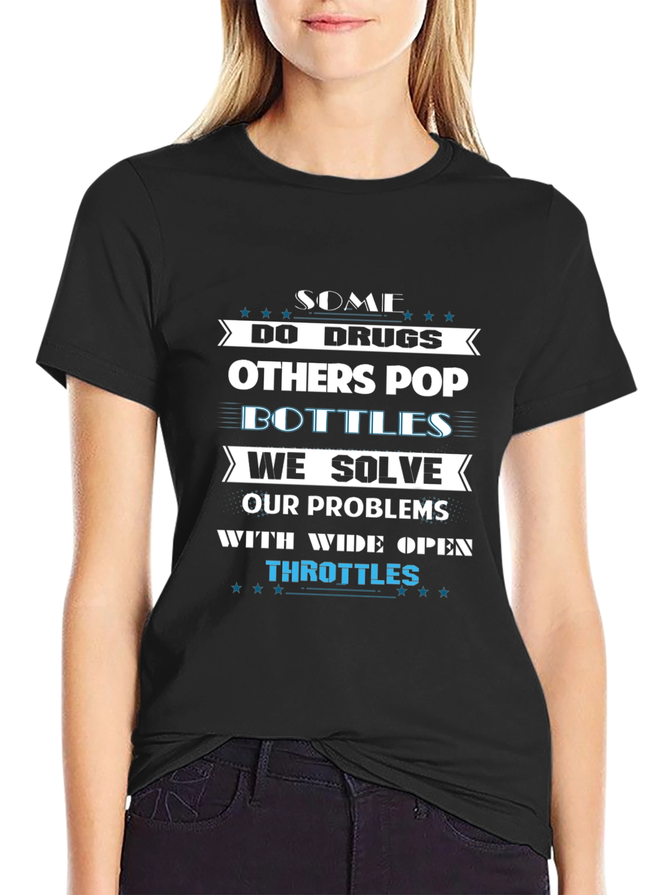 Wide Open Throttles Black Graphic T-Shirt