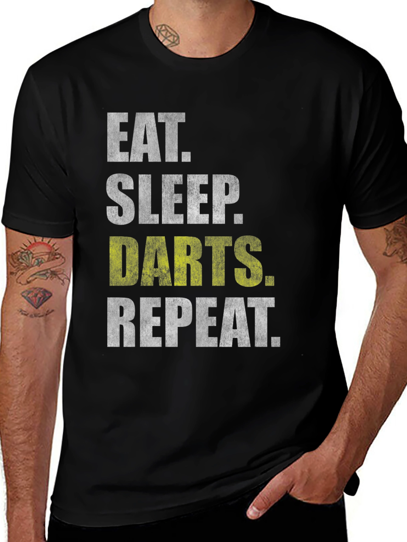 Eat Sleep Darts Repeat Black T-Shirt