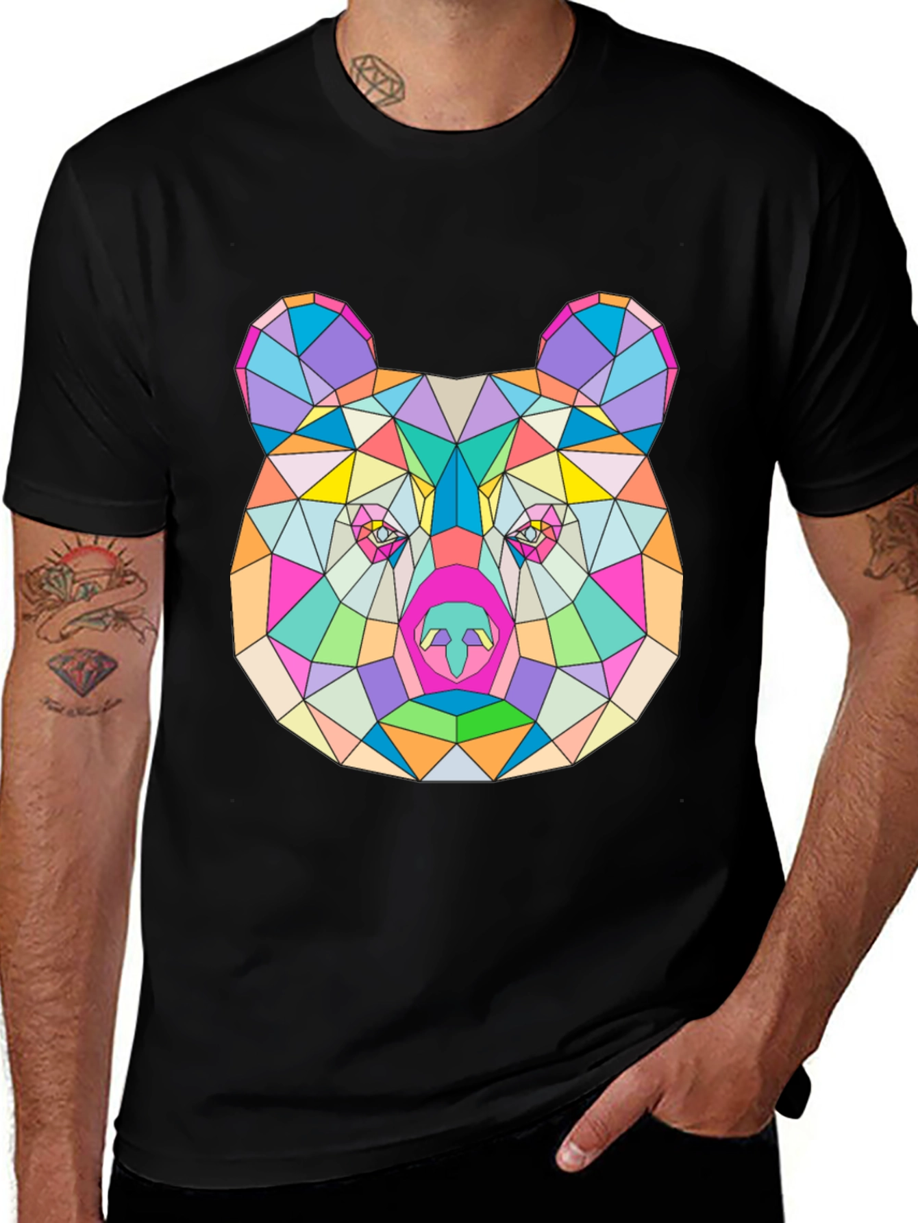 Geometric Bear T-Shirt - Modern Art Tee