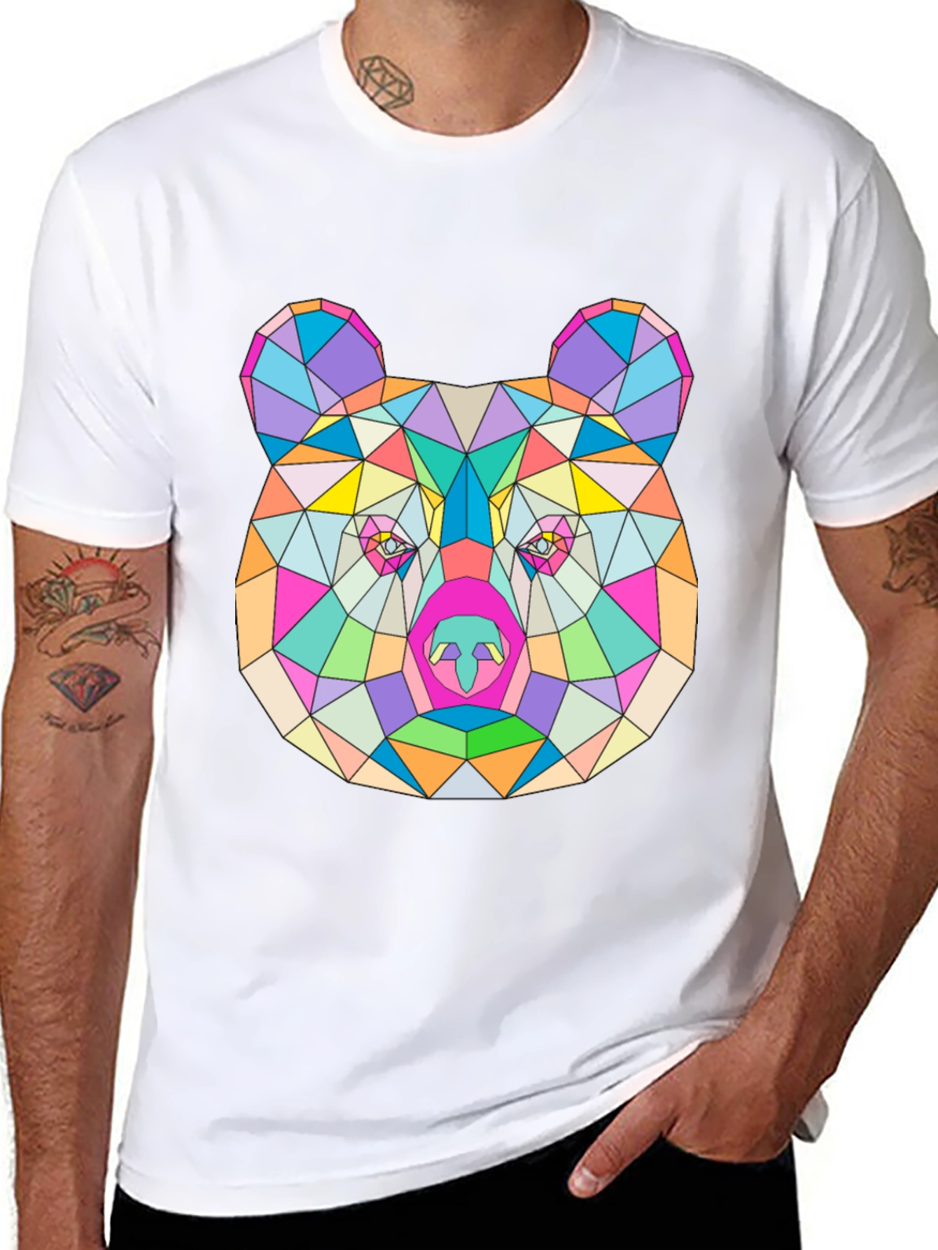 Geometric Bear T-Shirt - Modern Art Tee