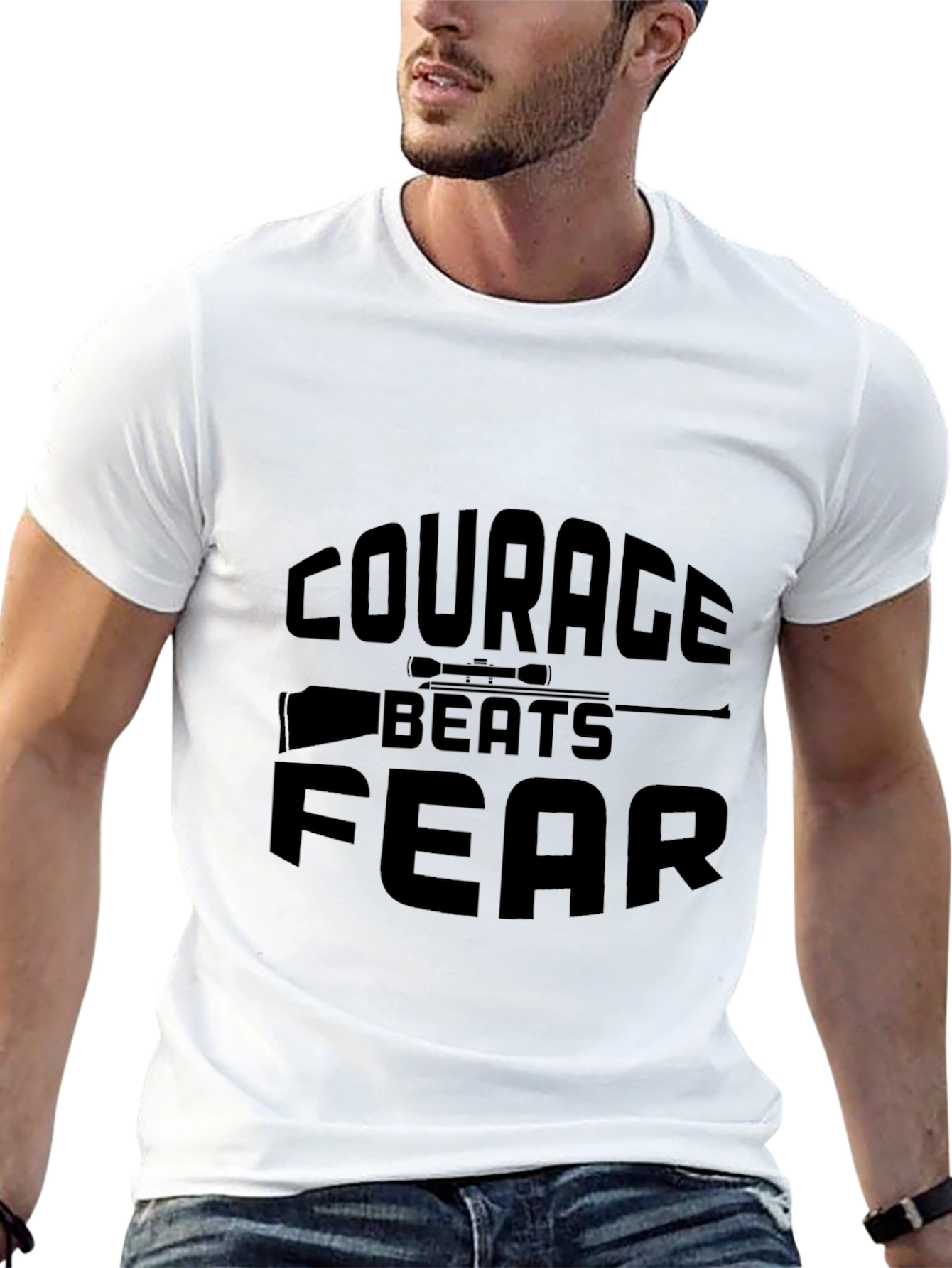 Courage Beats Fear Graphic T-Shirt - Black