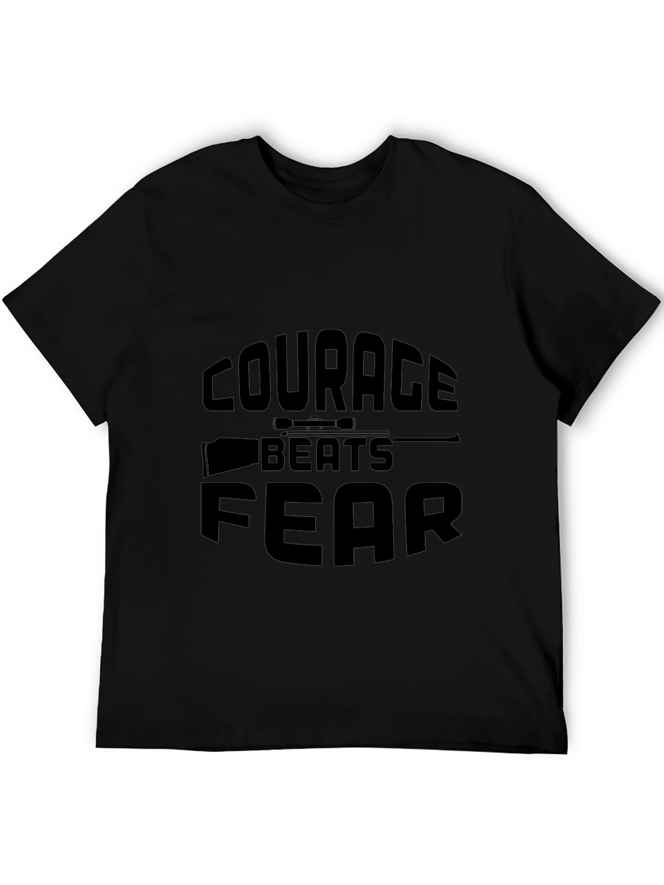 Courage Beats Fear Graphic T-Shirt - Black