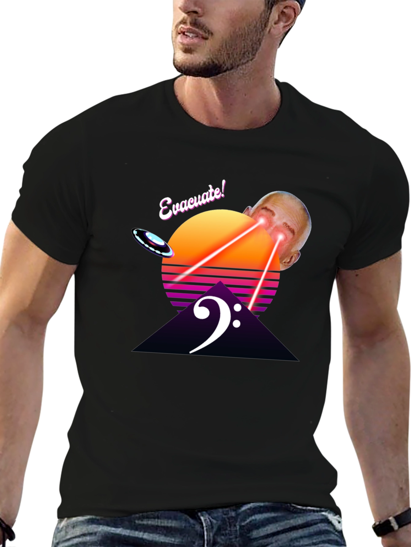 Evacuate! Retro Graphic Tee - Sci-Fi Humor